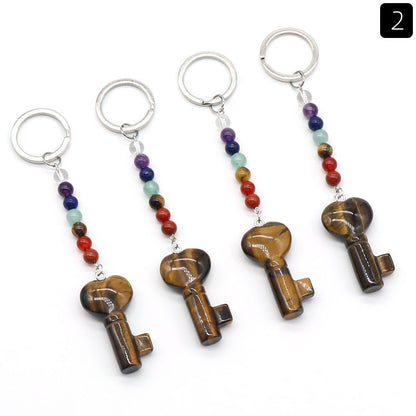 Cristal Porte Clef 7 chakra Coeur Clef Ky1484