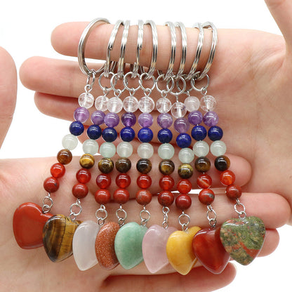 Cristal Porte Clef 7 Chakra Coeur -Ky1471