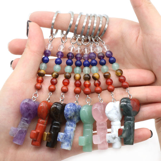 Cristal Porte Clef 7 chakra Coeur Clef Ky1484