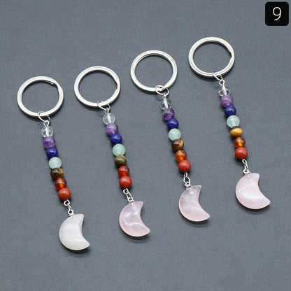 Cristal Porte Clef 7 Chakra Lune-Ky1486