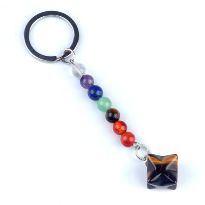 Cristal Porte Clef 7 chakra Merkaba-Ky1937