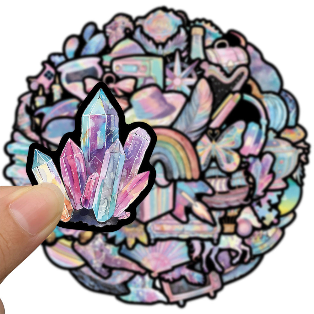 60 New Unstuck Stickers with Iridescent Elements for Decoration