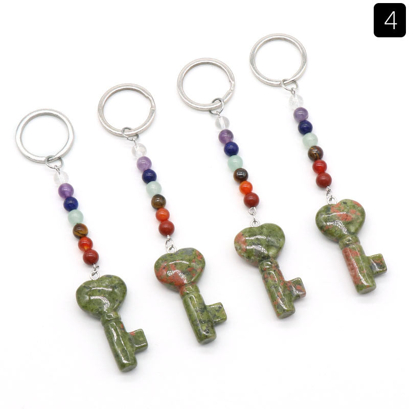 Cristal Porte Clef 7 chakra Coeur Clef Ky1484