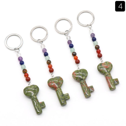Cristal Porte Clef 7 chakra Coeur Clef Ky1484
