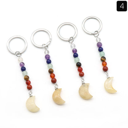 Cristal Porte Clef 7 Chakra Lune-Ky1486