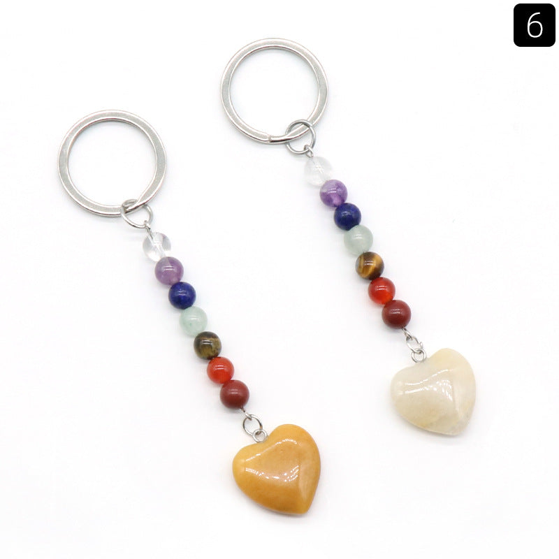 Cristal Porte Clef 7 Chakra Coeur -Ky1471