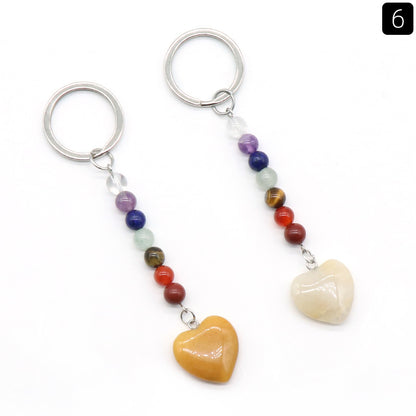 Cristal Porte Clef 7 Chakra Coeur -Ky1471