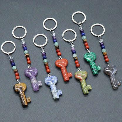 Cristal Porte Clef 7 chakra Coeur Clef Ky1484