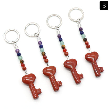 Cristal Porte Clef 7 chakra Coeur Clef Ky1484