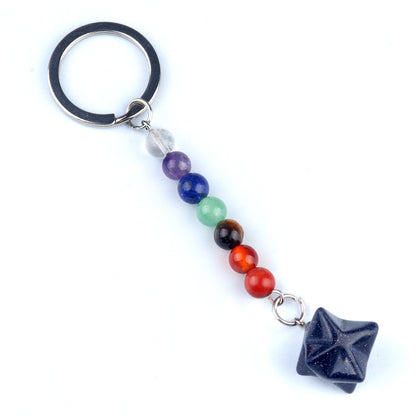 Cristal Porte Clef 7 chakra Merkaba-Ky1937