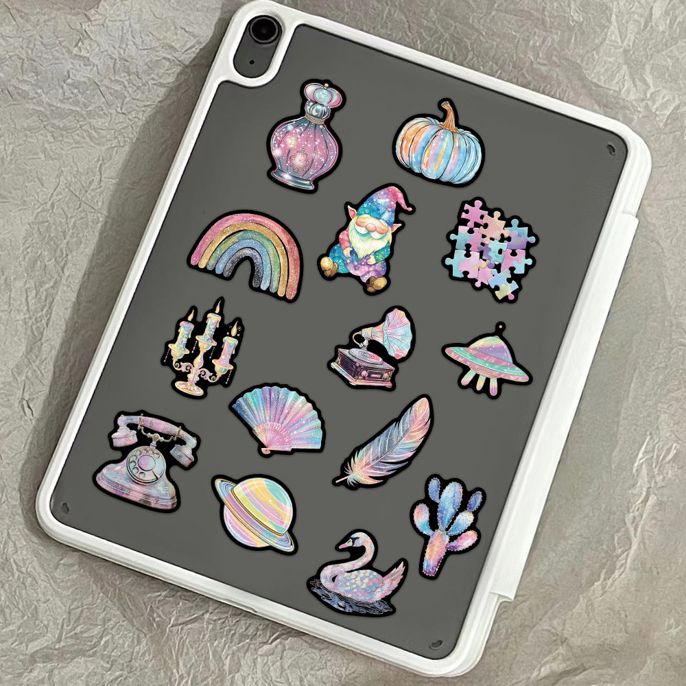 60 New Unstuck Stickers with Iridescent Elements for Decoration