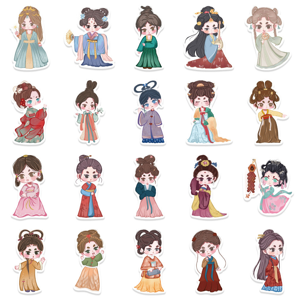 40 Sheets of Original Ancient Style Girl Clothing Stickers, Waterproof and Creative Decoration Stickers for Tablets, Mobile Phones and Notebooks, Hand Account Sticker Pack