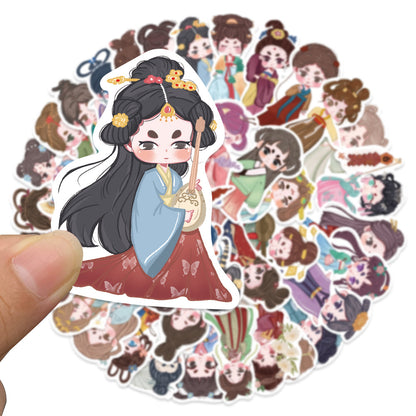 40 Sheets of Original Ancient Style Girl Clothing Stickers, Waterproof and Creative Decoration Stickers for Tablets, Mobile Phones and Notebooks, Hand Account Sticker Pack