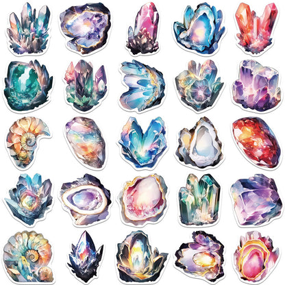 50 Sheets of Iridescent Quartz and Crystal Graffiti Stickers, Decorative Stickers for Suitcases, Mobile Phones, Computers, Waterproof and Creative Stickers for Cross-border