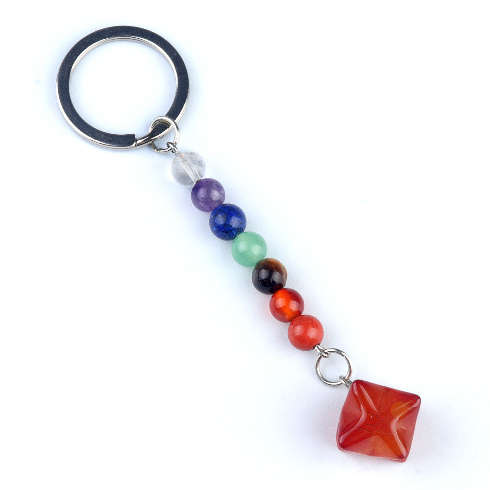 Cristal Porte Clef 7 chakra Merkaba-Ky1937