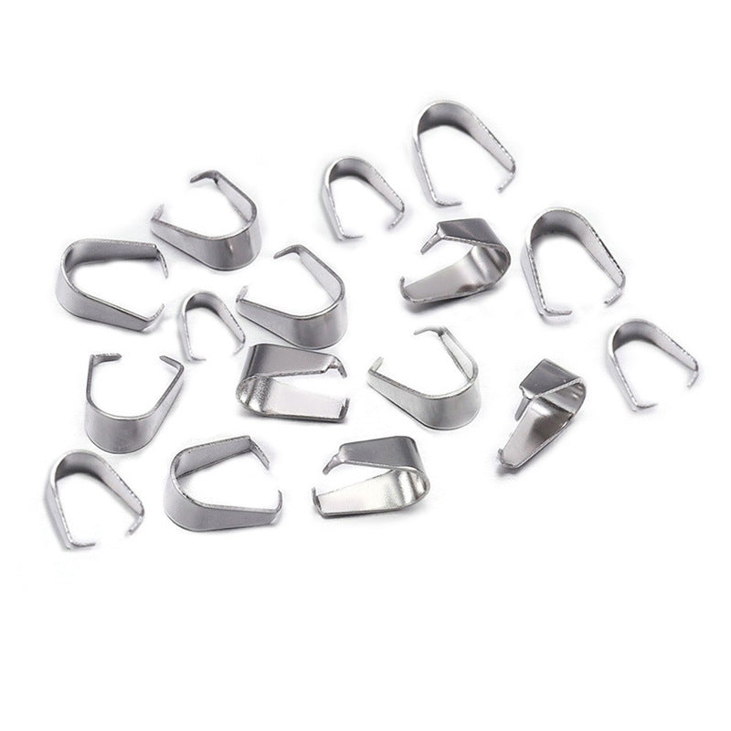 100pcs Bélières Acier Inoxydable Fermoirs à Pendentif Collier Pincer Bélières pour Pendentif Pince à Pince Bail Pendentif Connecteur de Charme pour Bijoux