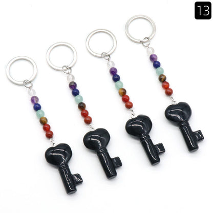 Cristal Porte Clef 7 chakra Coeur Clef Ky1484