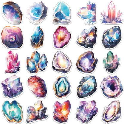 50 Sheets of Iridescent Quartz and Crystal Graffiti Stickers, Decorative Stickers for Suitcases, Mobile Phones, Computers, Waterproof and Creative Stickers for Cross-border