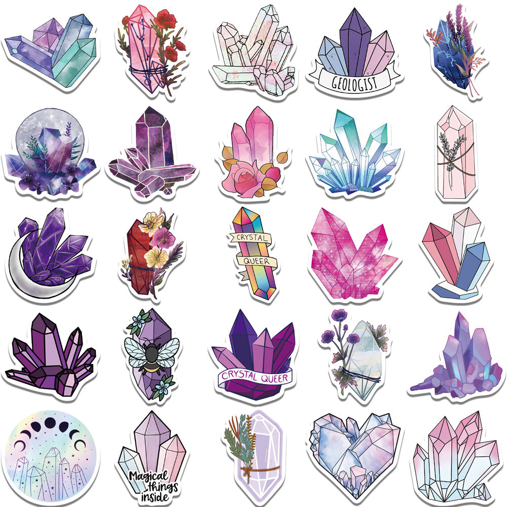 50 Sheets of New Style Dreamy Crystal Graffiti Stickers, Waterproof, for Suitcases, Notebooks, Water Cups and Scooters, Removable Stickers