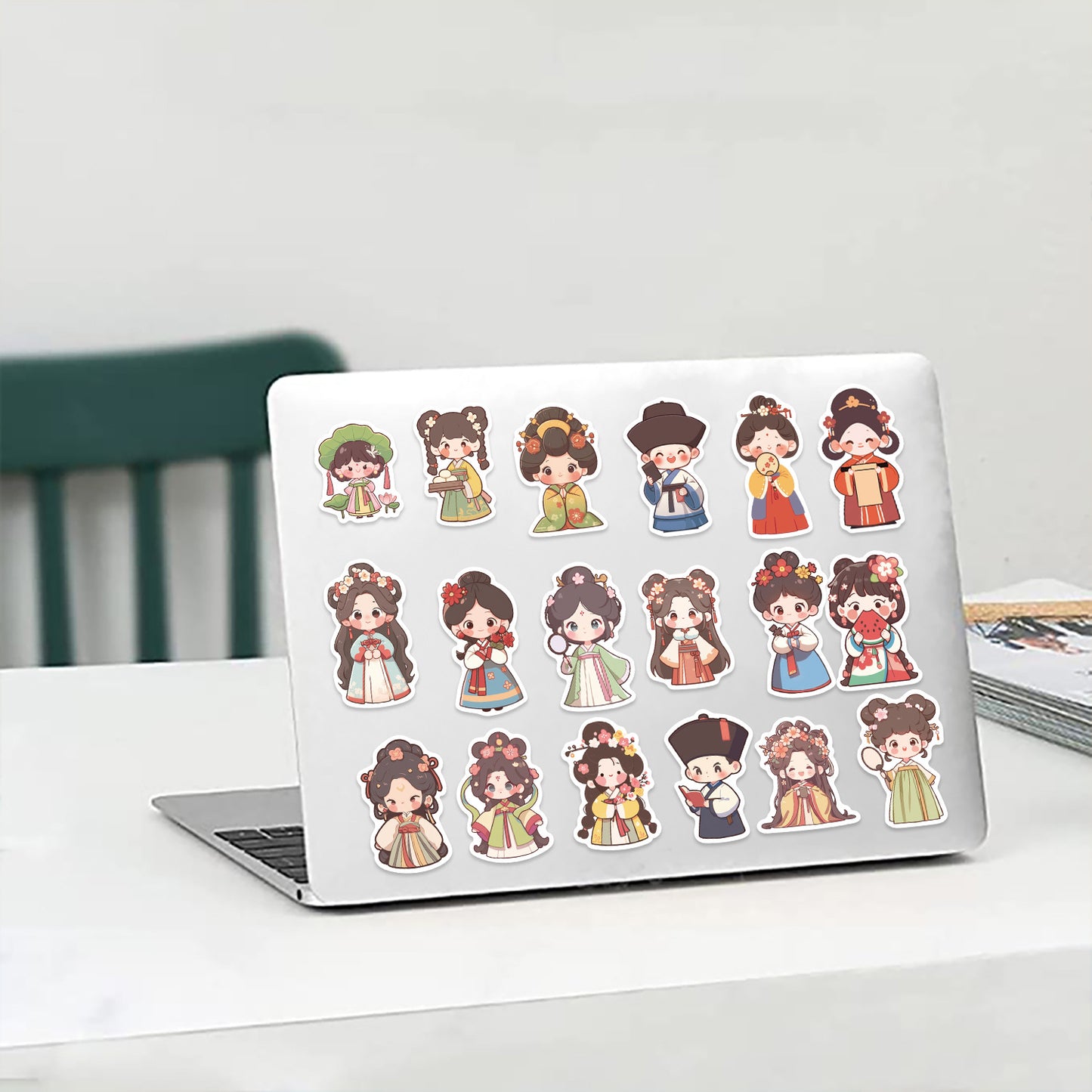 50 Sheets of Ancient Style Little Character Stickers, Cartoon Aesthetics Stickers for Mobile Phone Cases, Water Cups, Suitcases, Notebooks and Computers, Waterproof