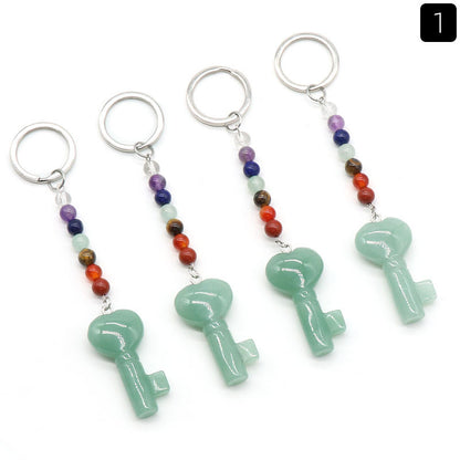 Cristal Porte Clef 7 chakra Coeur Clef Ky1484
