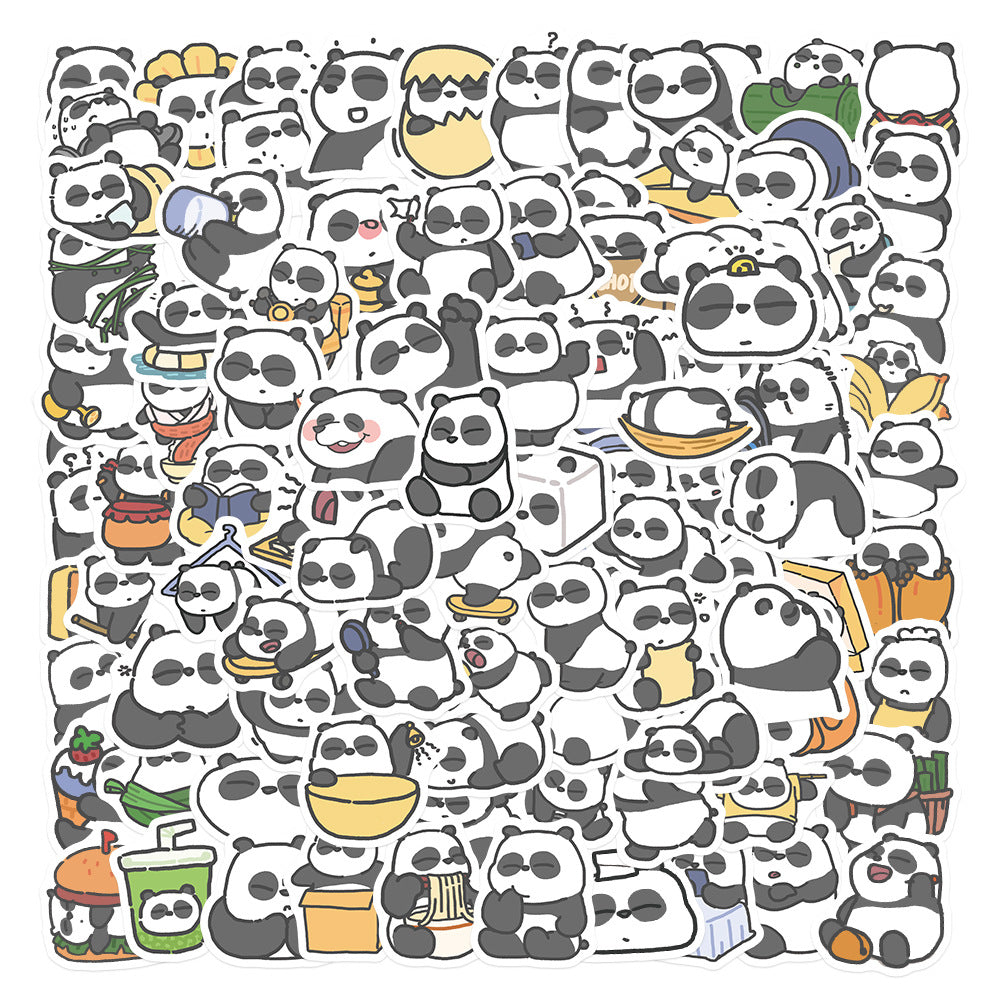 Lot de 100 autocollants originaux de petite taille en forme de panda mignon pour boîte de rangement, gobelets d'eau, cahiers, guitares, autocollants imperméables 