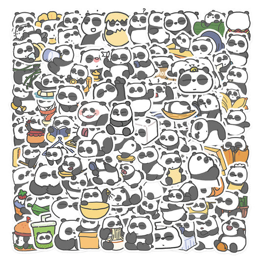 100 Pieces of Original Small-sized Cartoon Cute Panda Storage Box Stickers, Water Cups, Notebooks, Guitars Waterproof Stickers