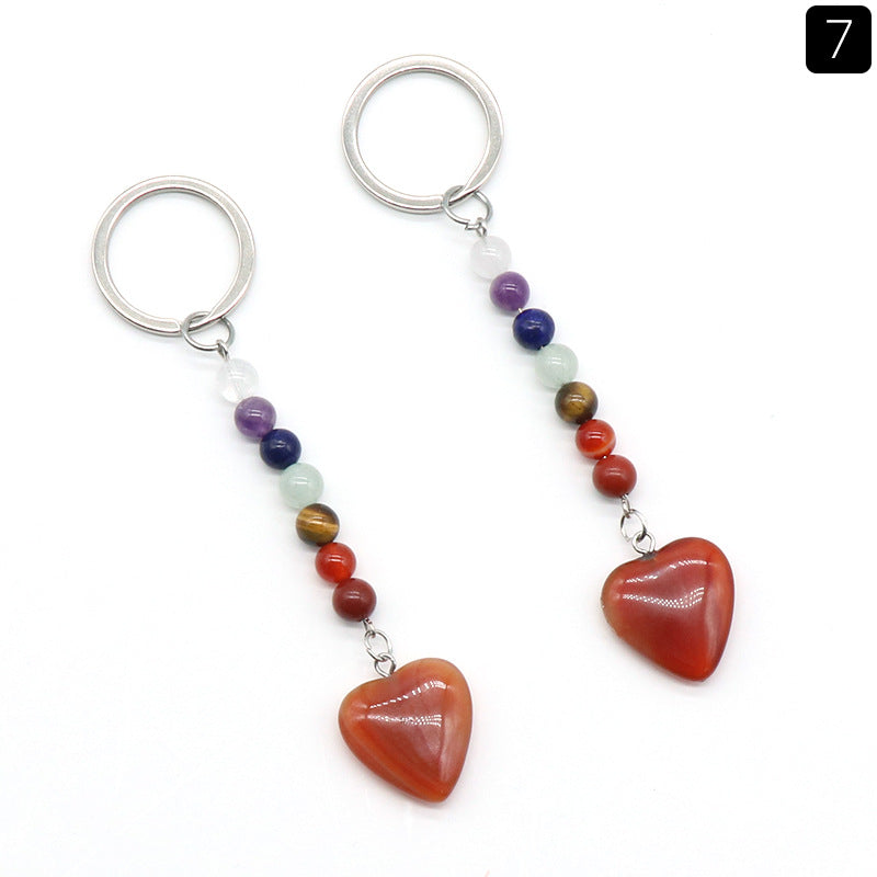Cristal Porte Clef 7 Chakra Coeur -Ky1471