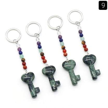 Cristal Porte Clef 7 chakra Coeur Clef Ky1484