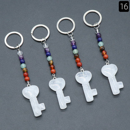 Cristal Porte Clef 7 chakra Coeur Clef Ky1484