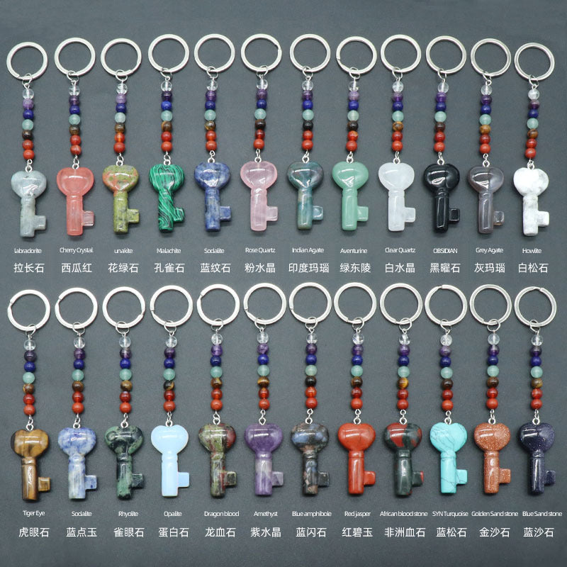 Cristal Porte Clef 7 chakra Coeur Clef Ky1484