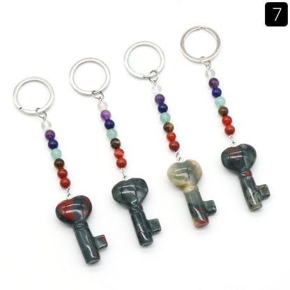 Cristal Porte Clef 7 chakra Coeur Clef Ky1484