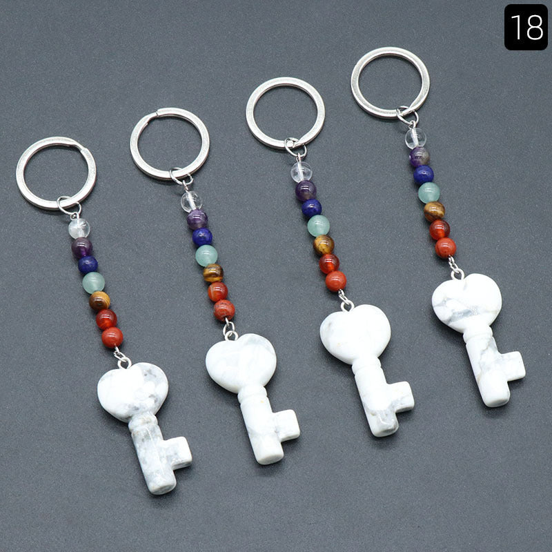 Cristal Porte Clef 7 chakra Coeur Clef Ky1484