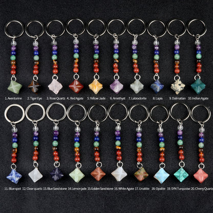 Cristal Porte Clef 7 chakra Merkaba-Ky1937