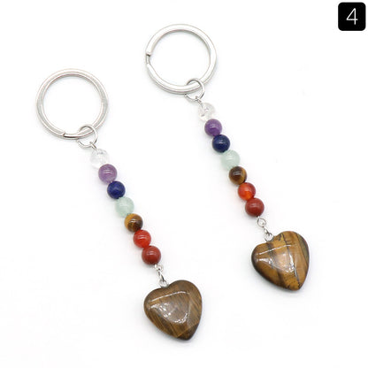 Cristal Porte Clef 7 Chakra Coeur -Ky1471