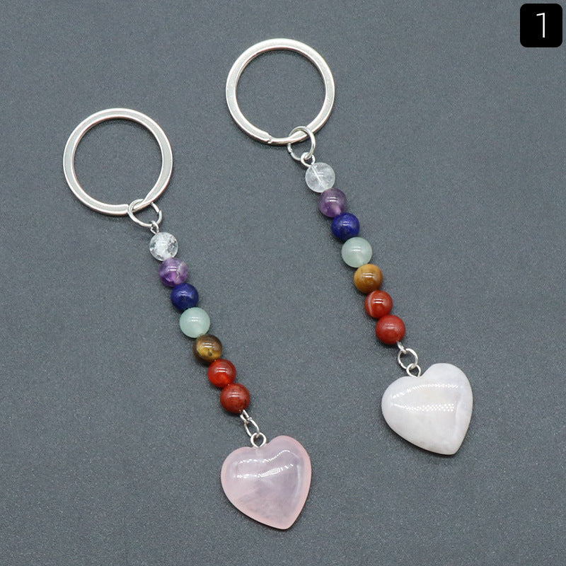 Cristal Porte Clef 7 Chakra Coeur -Ky1471