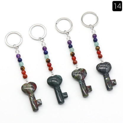 Cristal Porte Clef 7 chakra Coeur Clef Ky1484