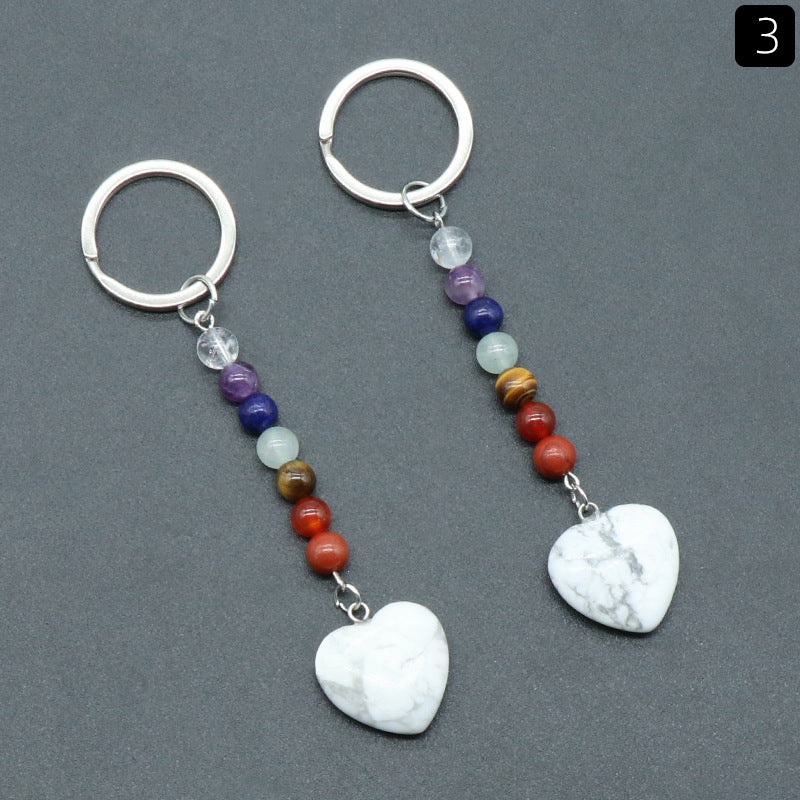Cristal Porte Clef 7 Chakra Coeur -Ky1471