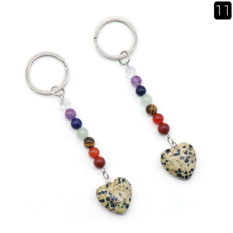 Cristal Porte Clef 7 Chakra Coeur -Ky1471