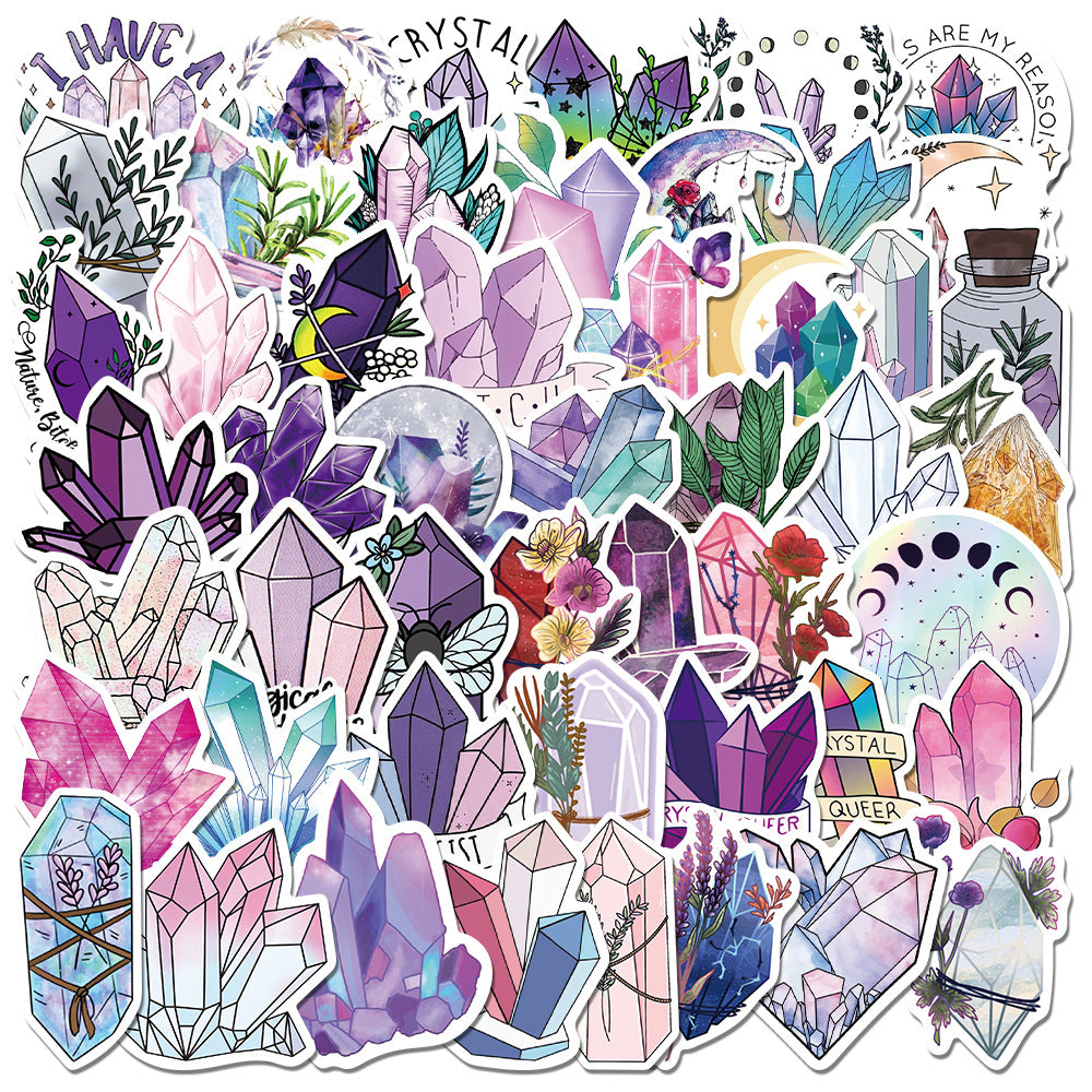 50 Sheets of New Style Dreamy Crystal Graffiti Stickers, Waterproof, for Suitcases, Notebooks, Water Cups and Scooters, Removable Stickers