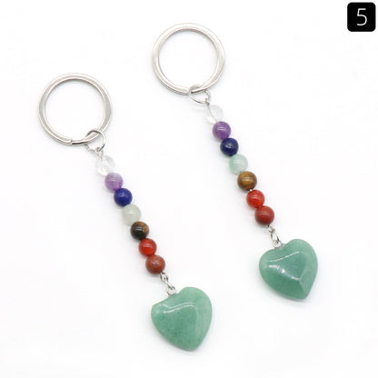 Cristal Porte Clef 7 Chakra Coeur -Ky1471