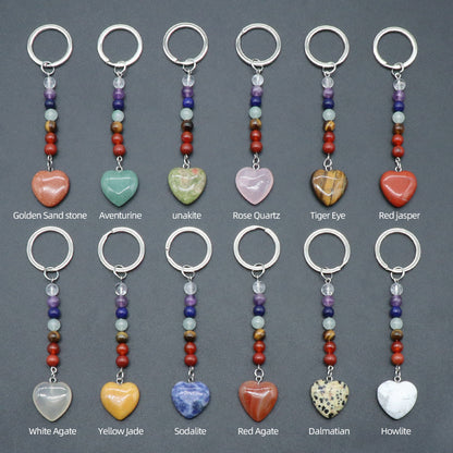 Cristal Porte Clef 7 Chakra Coeur -Ky1471