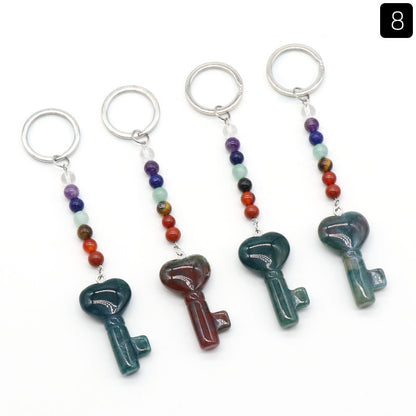 Cristal Porte Clef 7 chakra Coeur Clef Ky1484