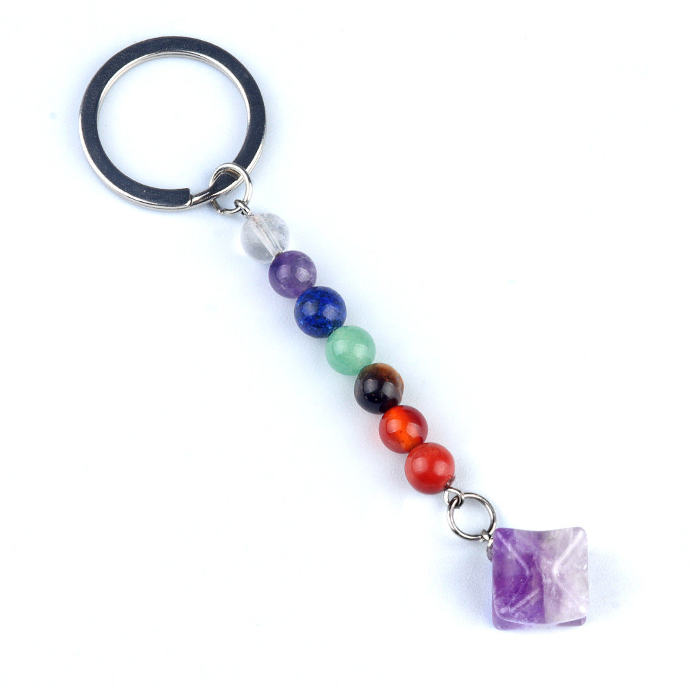 Cristal Porte Clef 7 chakra Merkaba-Ky1937