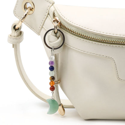 Cristal Porte Clef 7 Chakra Lune-Ky1486