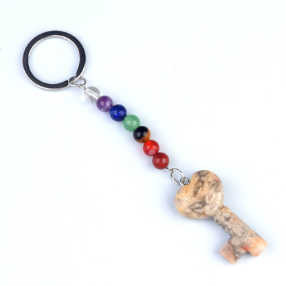 Cristal Porte Clef 7 chakra Coeur Clef Ky1484