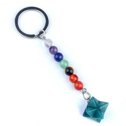 Cristal Porte Clef 7 chakra Merkaba-Ky1937
