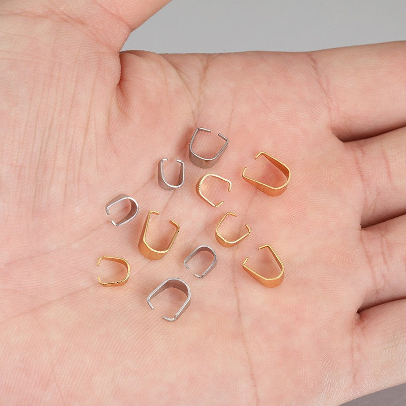 100pcs Bélières Acier Inoxydable Fermoirs à Pendentif Collier Pincer Bélières pour Pendentif Pince à Pince Bail Pendentif Connecteur de Charme pour Bijoux
