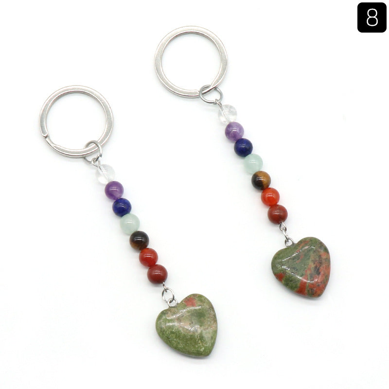 Cristal Porte Clef 7 Chakra Coeur -Ky1471