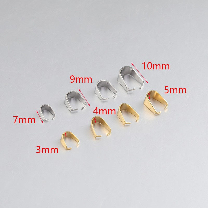 100pcs Bélières Acier Inoxydable Fermoirs à Pendentif Collier Pincer Bélières pour Pendentif Pince à Pince Bail Pendentif Connecteur de Charme pour Bijoux